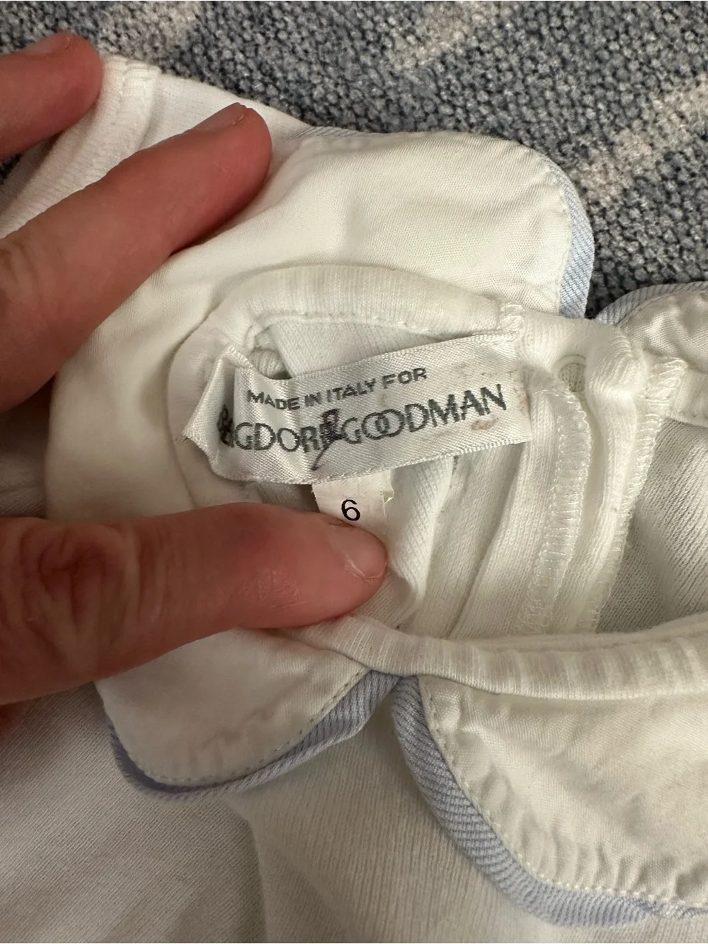 Bergdorf Goodman, Made it Italy, White Baby Onesie with Peter Pan Collar